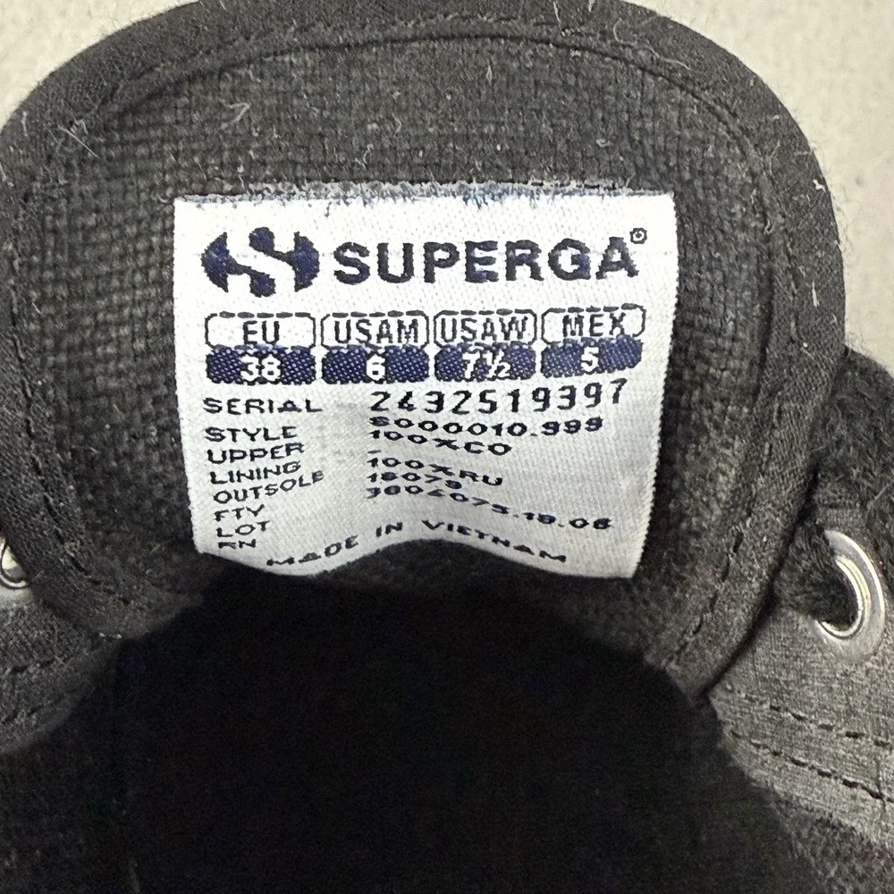 Superga‎ 2750 Cotu Sneakers Womens 7.5 Black Canvas Low Top Classic Lace Up